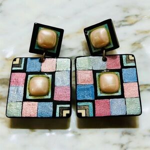 Colorful Retro Geometric Earrings